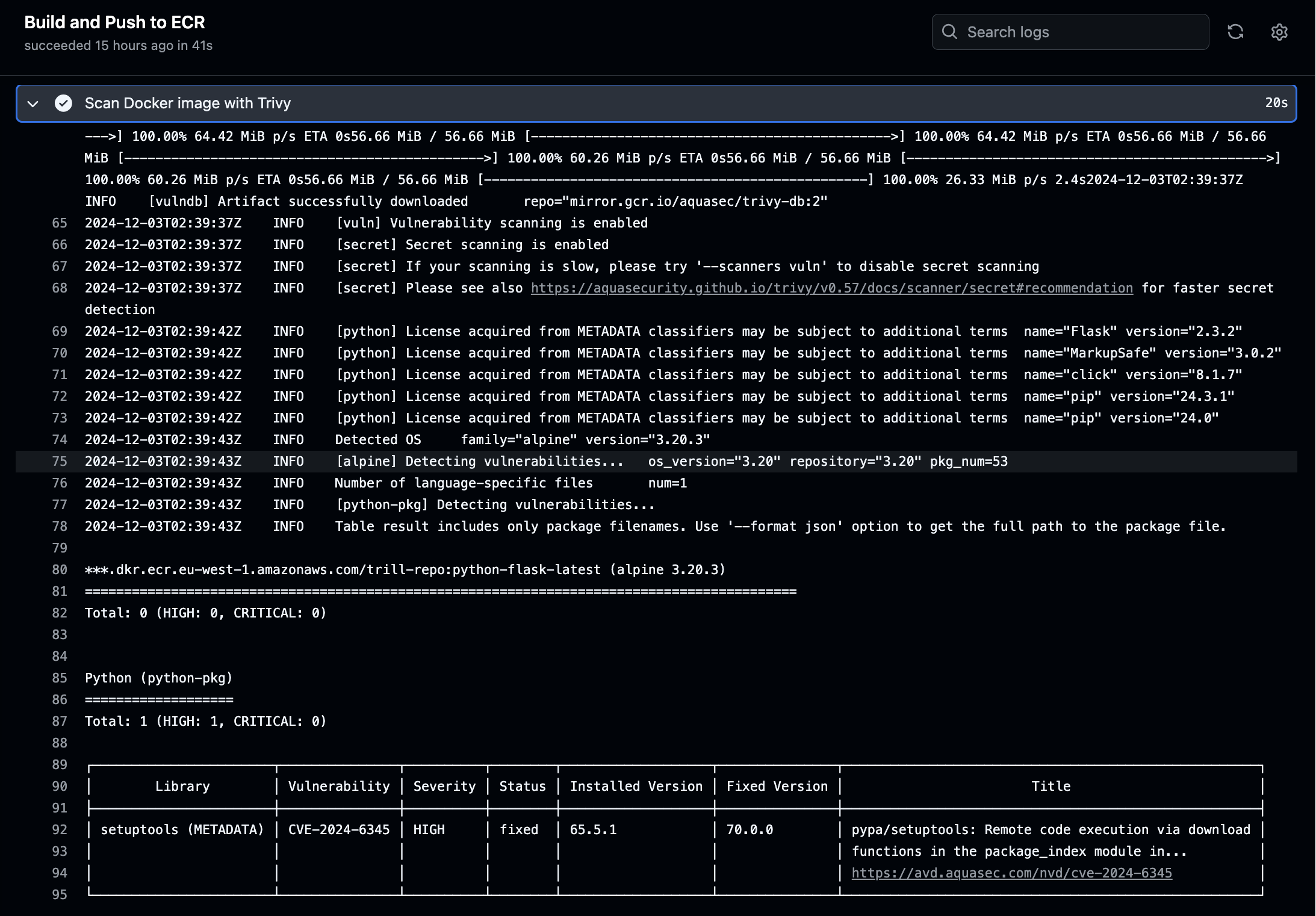 Trivy Output